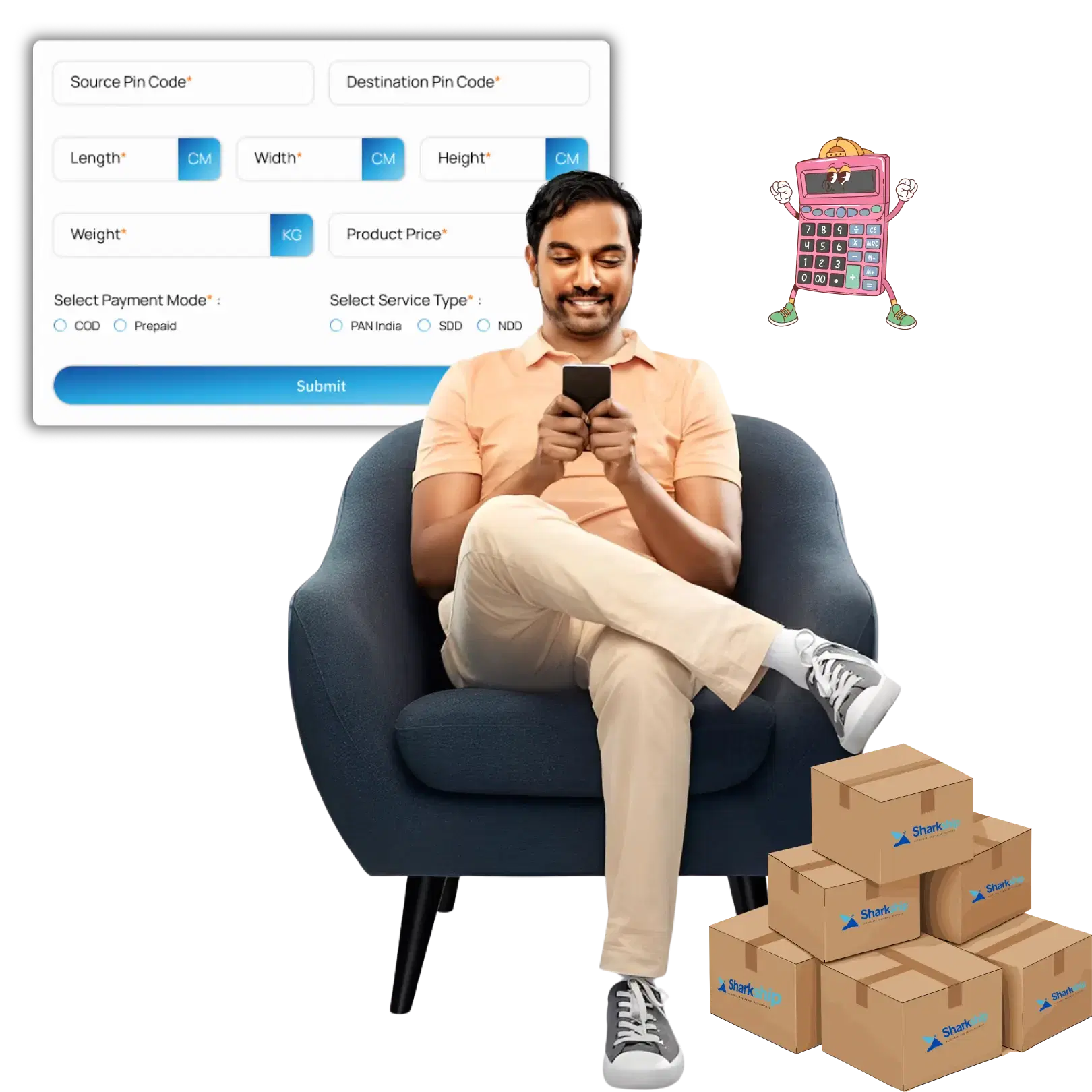 Shipping calculator illustration